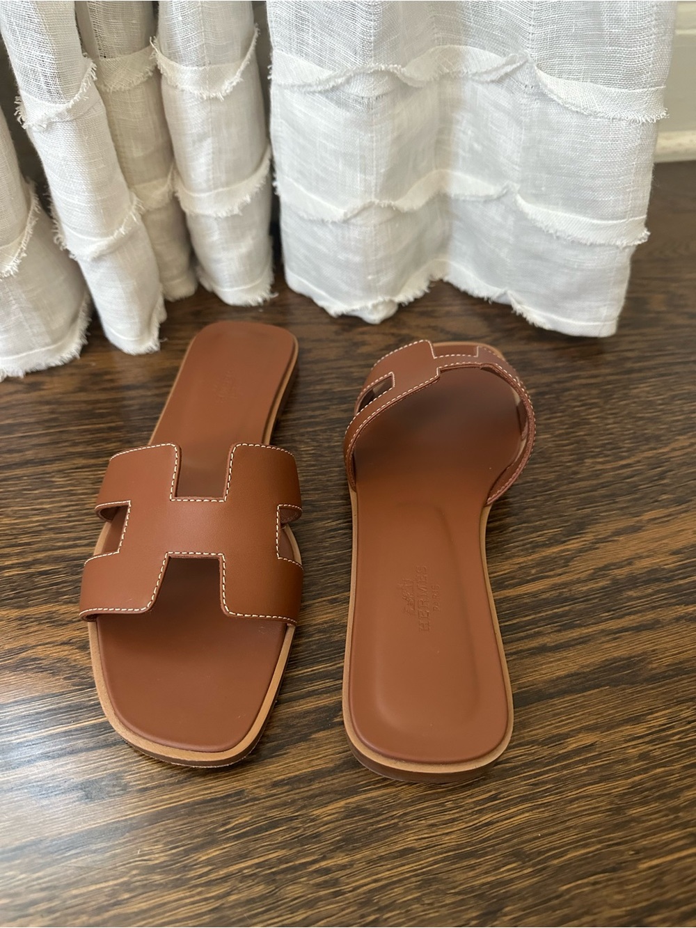 Hermes Cognac Brown Oran Slide Sandals - Picture 2 of 8